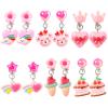 PinkSheep Clip On Earrings for Little Girls, Bling Rainbow Earrings for Kids Party Favor Pink Heart view 1