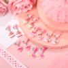 PinkSheep Clip On Earrings for Little Girls, Bling Rainbow Earrings for Kids Party Favor Pink Heart view 3