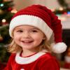 Asikkon Baby Christmas Knit Santa Hat Kids Knitted Beanie Hat for Infant Toddle 0 to 5 Years Old Red view 3