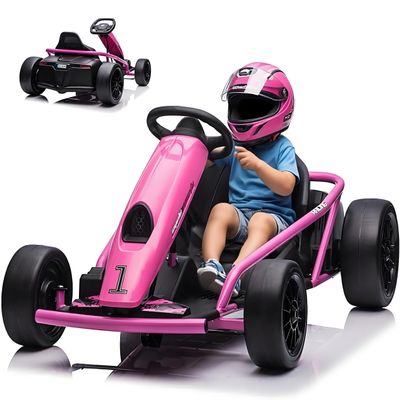 Go Kart, Big Kids Electric Karts, 24v 2 x 300w 8MPH Support for Smooth Slew Drift with Slow Start and Seat Belt for Double Protection, with Musical Horns, Maximum Load 180Lbs, for Kids 8-11 Year