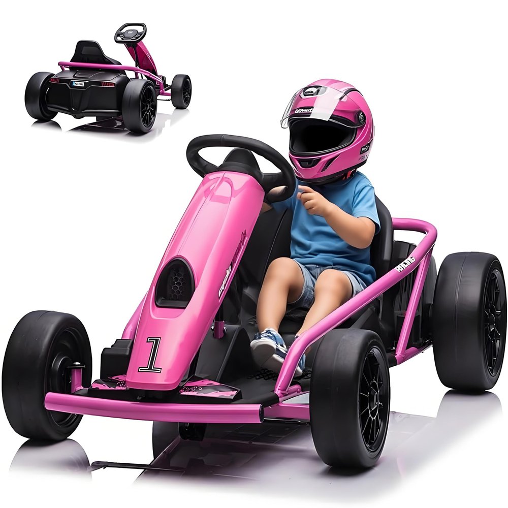 Go Kart, Big Kids Electric Karts, 24v 2 x 300w 8MPH Support for Smooth Slew Drift with Slow Start and Seat Belt for Double Protection, with Musical Horns, Maximum Load 180Lbs, for Kids 8-11 Year