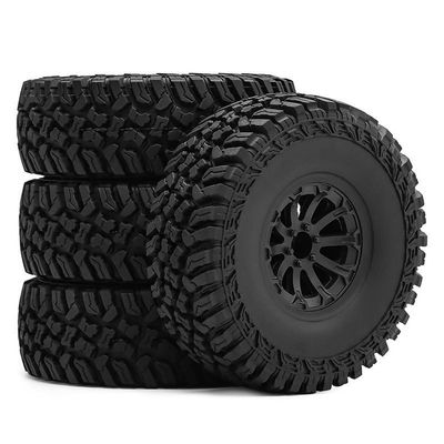 4Pcs 1.9" Plastic Wheel Hubs Crawler Tires Height 119mm / 4.68in Compatible with 1/10 1/12 SCX10 FMS TRX-4 RC Crawler Car (Black+Gravel Pattern Tire)