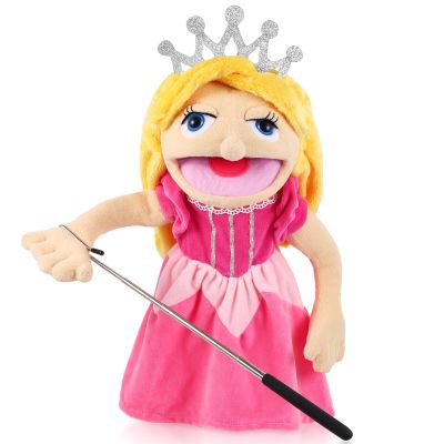 Role Play Hand Puppets Plush with Control Rod Chef Doctor Fireman Pirate Detective Athlete Nurse Worker Hand Puppet Toys for Kids Storytelling Imaginative Pretend Play Teaching Preschool(Princess)