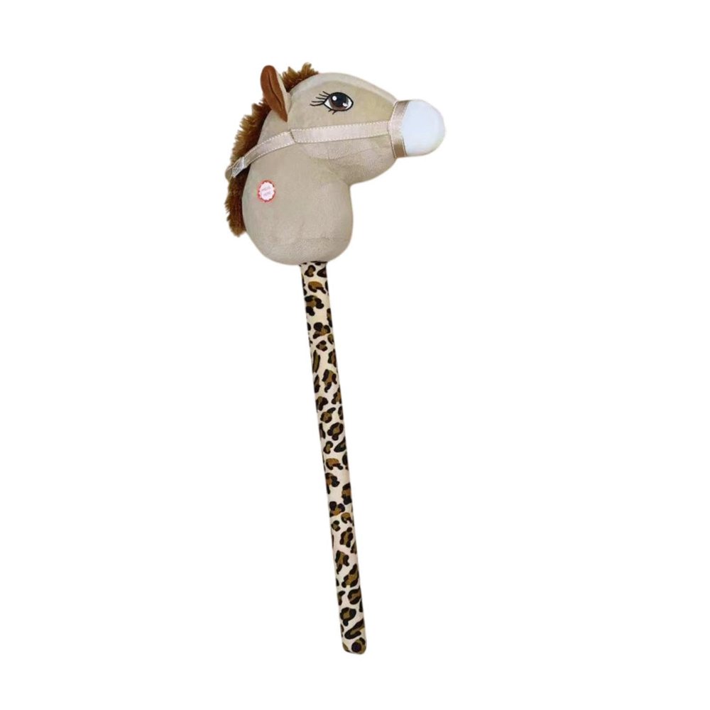 TTETTZ Plush Stick Horse Plush Hobby Horse Stick Toy Plush Animal Head Handcrafted for Children, Beige