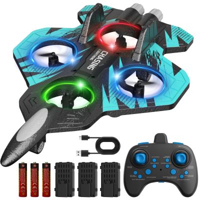 FUNPX Foam RC Airplane with Cool Led Light, 360 Flip and Headless Mode, Remote Control Airplane RC Plane for Kids Adults Aged 6+, RC Flying Toy for Kids, Birthday Gift