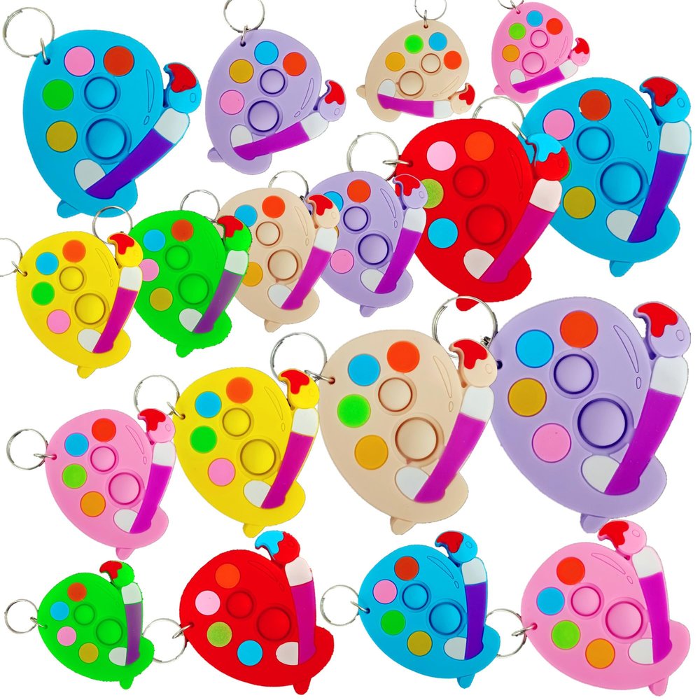 20 Packs Bulk Mini Drawing Board Shape Mini pop Fidget Key Chain,School Student Summer Holiday Party Supply,Birthday Party Favors