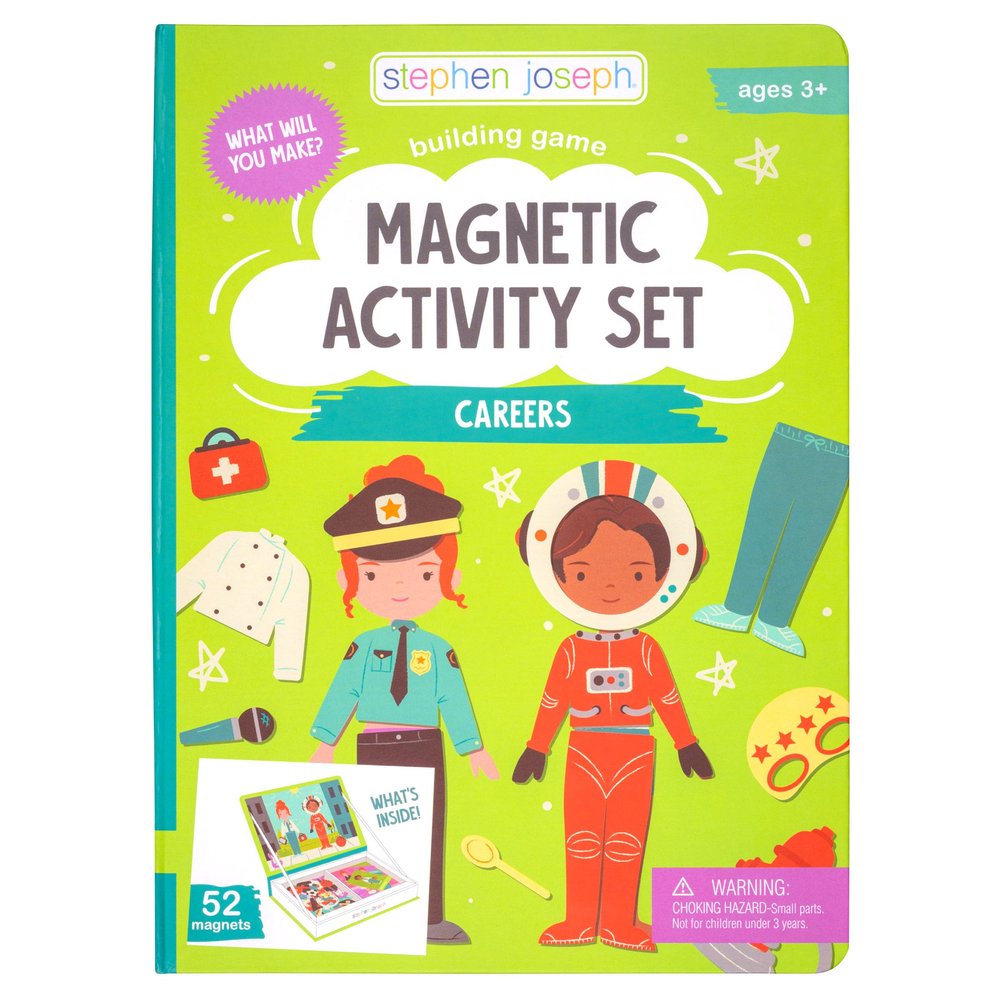 Stephen Joseph, Kids Magnetic Activity Set, 50 Magnet Pieces and 10 Double Sided Cards, Screen-Free Fun, Ideal Travel Activity for Kids, Ideal for Ages 3+, Careers
