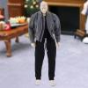 1:12 Figure Clothes Miniature Jacket Pants Set with Short T Shirt,Costume, Suit for 6 Inch Male Collectable Action Figures, Gray view 3