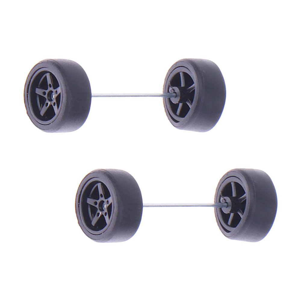 1/64 Scale Wheels Rims Tires Set RC Upgrade Part Spare Parts Vehicle Wheels Modified Tire for RC Truck Kids Collectors Accs, Black