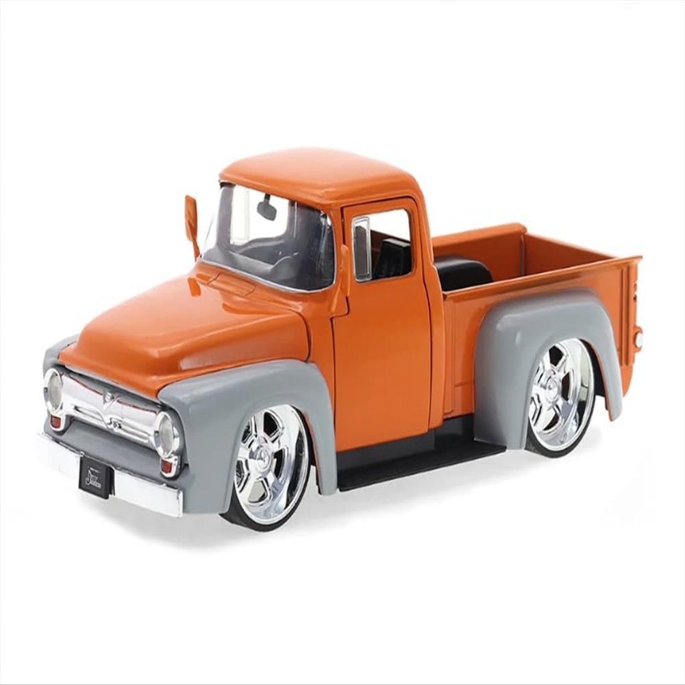 1956 Ford F-100 Custom in 2-Tone Orange & Grey (Just Trucks) Diecast, 1:24 Scale by Jada