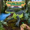QPOU Remote Control Dinosaur Toy for Kids - Best Birthday Gifts for Boys Ages 3-5 4-7 8-12 Year Old, Interactive Walking Dino with Sound Effects, Spray and Lights view 2