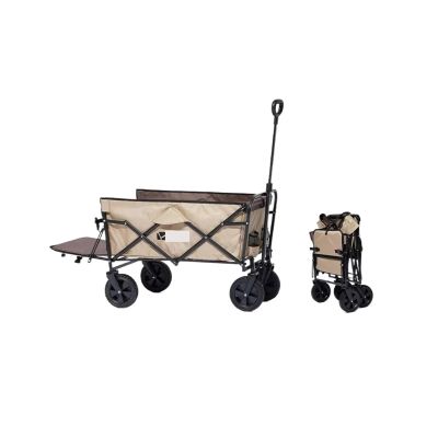FTYWKXJVR 100L Camping Folding Wagon Cart 600D Oxford Cloth Portable 360 Steerable Wheel Trolley Outdoor Large Capacity Beach(Khaki 100L)