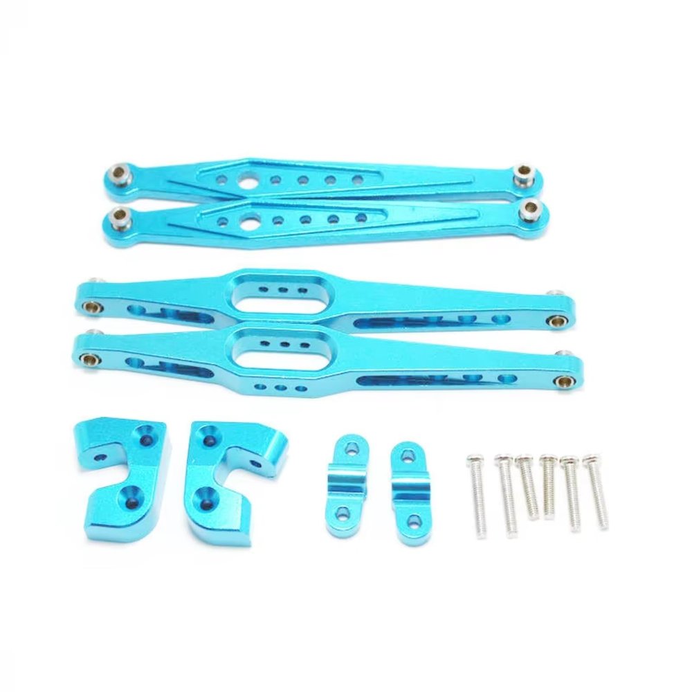 QTUONVD Rc Car Connecting Rod for Wltoys 124006 12428 12423 12427 1/12 Metal Parts Back Upper Pull Rod Back for Swing Arm Set RC Remote Control Car Parts Replacement Use(Blue)