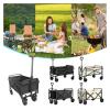 FTYWKXJVR Folding Trolley Collapsible Large Capacity Utility Cart Shopping Push Grocery Wagon Basket Fit for Outdoor Camping Garden Beach(Black S) view 3