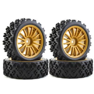 Compatible with Tamiya XV-01 XV01 TA06 for TT-01 for TT-02 for PTG-2 1/10 RC Car Upgrades Parts Accessories 4Pcs Rubber Tire Wheel Tyres RC Car Tyre Hub Wheels