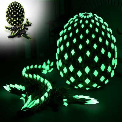 19 Inch Large 3D Printed Dragon Egg Glow in The Dark,Cool Crystal Flying Dragon Toys With Wings, 3D Print Dinosaur Fidget Toys Gift for Kids, Dino Eggs Decor, Home Decor(19in Luminous Black Yellow)