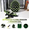 19 Inch Large 3D Printed Dragon Egg Glow in The Dark,Cool Crystal Flying Dragon Toys With Wings, 3D Print Dinosaur Fidget Toys Gift for Kids, Dino Eggs Decor, Home Decor(19in Luminous Black Yellow) view 2