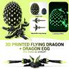 19 Inch Large 3D Printed Dragon Egg Glow in The Dark,Cool Crystal Flying Dragon Toys With Wings, 3D Print Dinosaur Fidget Toys Gift for Kids, Dino Eggs Decor, Home Decor(19in Luminous Black Yellow) view 3