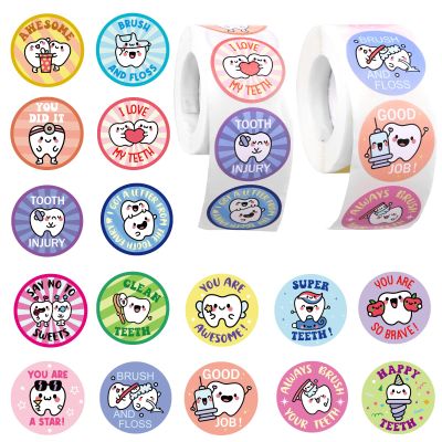 1000pcs Dental Stickers, 1.5in Round Cute Dentist Decals Tooth Fairy Stickers Reward Prize for Kids Fun Dental Decorations for Notebook Laptop Water Bottle (Style 3)