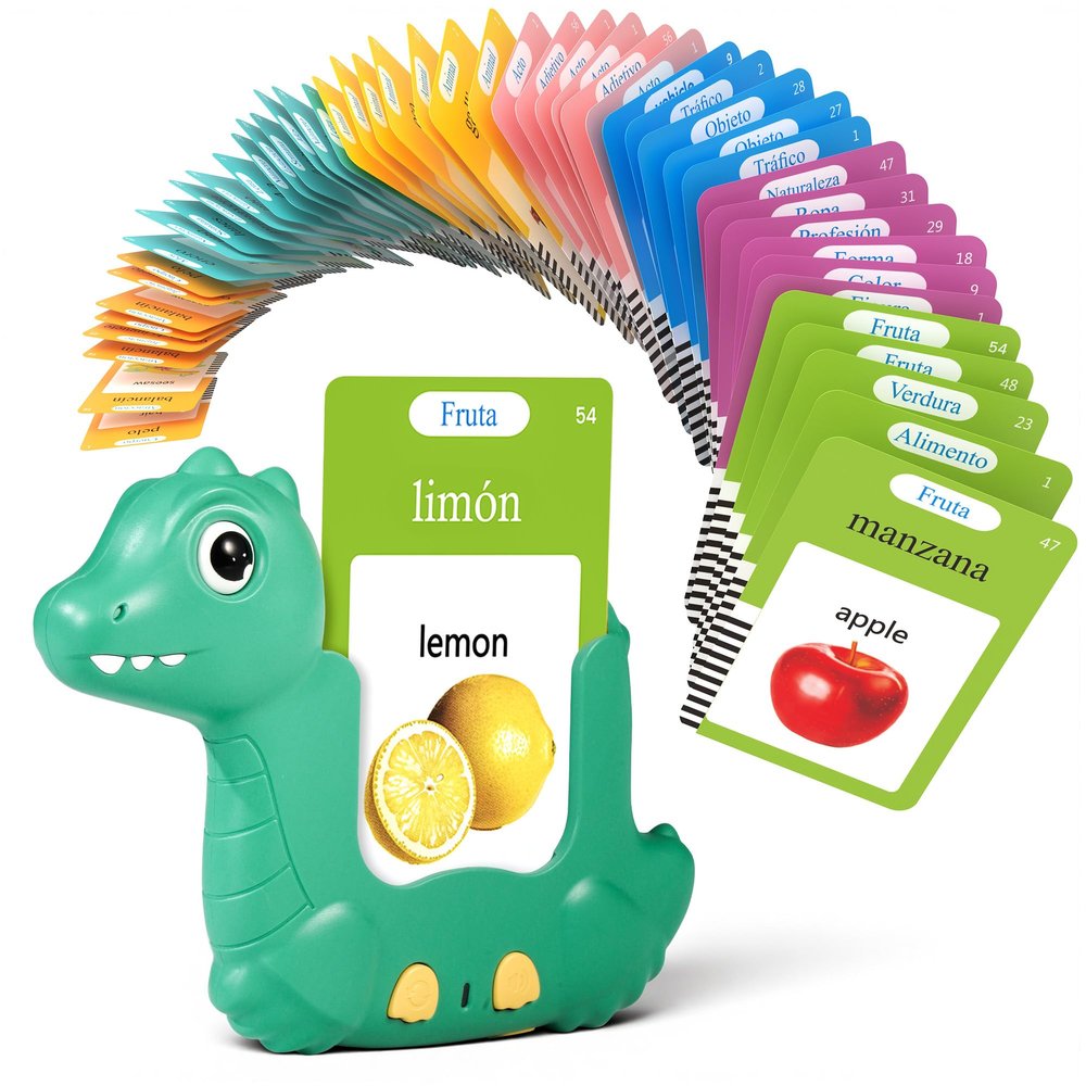 Bilingual Spanish and English Talking Flash Cards for Toddlers 1-3, Montessori Learning Toys with 31 Themes, Pocket Speech Toys for Language Development, Speech Therapy Toys, Sensory Learning