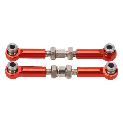 2PCS RC Steering Link Rod Servo Pull Linkage Arm Aluminium Alloy RC Car Parts for MJX 14210 14209 16208 16209 1/14 (Red)