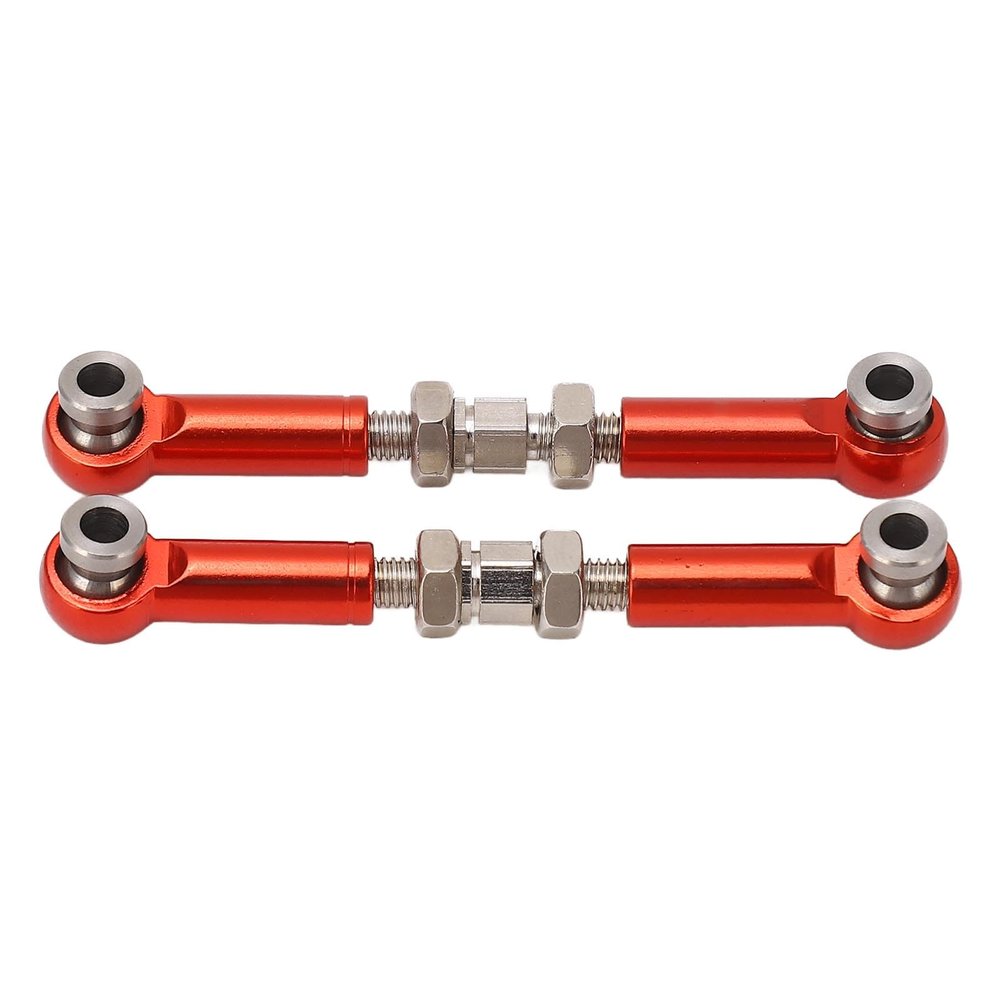 2PCS RC Steering Link Rod Servo Pull Linkage Arm Aluminium Alloy RC Car Parts for MJX 14210 14209 16208 16209 1/14 (Red)
