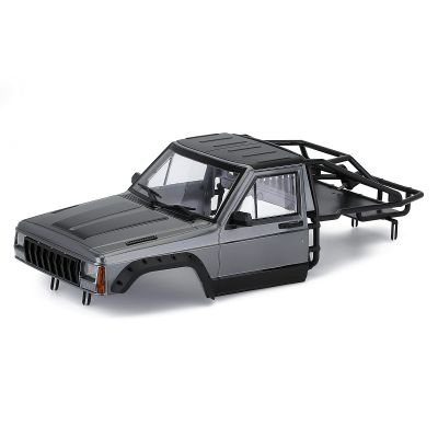 1/10 RC Hard Shell Cab & Back-Half Cage Body Shell Kit for 1/10 RC Crawler TRX4 SCX10 90046 AT4 GEN 8 Scout II,313mm Wheelbase Cherokee Upgrade and Modify (Silver Gray)