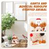 Gfilay Santa and Musicial Rudolph Stuffed Animal,Animated Christmas Plush Toys for Kids (Brown view 4