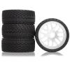 1/8 Extreme Speed RC Rally Car Tires On Road Tyres Ultra Hard Rims AND High Speed Tires 17mm HEX for 1/7 1/8 Scale Racing KM WRC C3 Redcat ARRMA HPI VRX WR8 HSP Hobao Kyosho GT2 (White) view 1