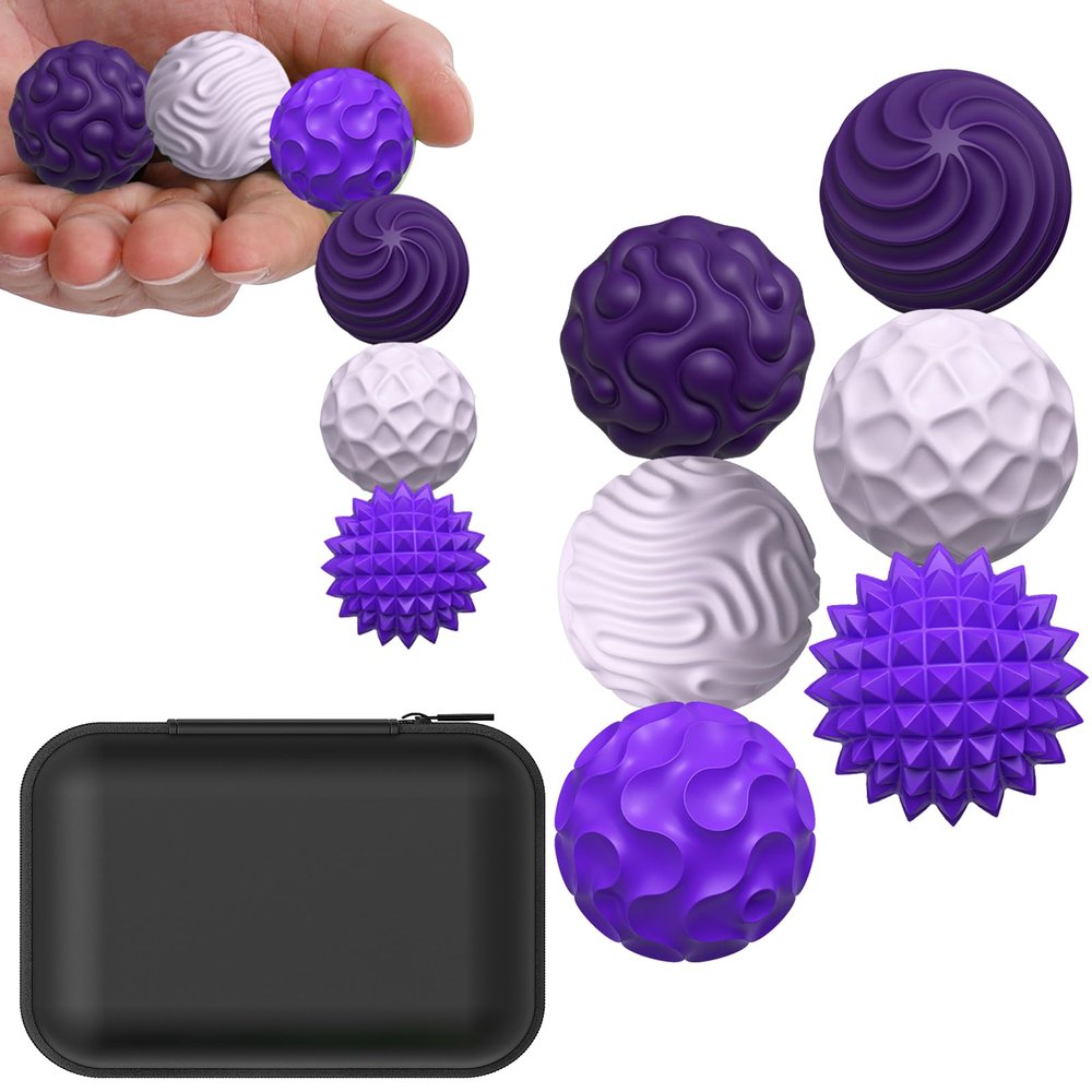 BUSOHA Silicone Fidget Balls - 6 Pack New Grade Fidget Toys Stress Balls for Adults Sensory Stone Travel Toys for Calming,Autism and ADHD,Gifts for Teens