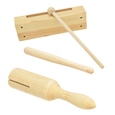 5-Piece Wooden Block Percussion Set - Instruments For Kids And Educators - Portable And Compact