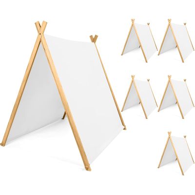 Wesnoy 6 Pack Teepee Tents Bulk, Sleepover Play Tents Washable Foldable Teepee Shelter for Indoor Outdoor Slumber Pajama Party(White)