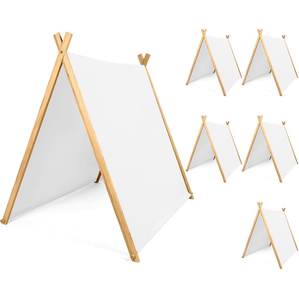 Wesnoy 6 Pack Teepee Tents Bulk, Sleepover Play Tents Washable Foldable Teepee Shelter for Indoor Outdoor Slumber Pajama Party(White)