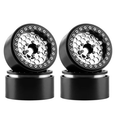 DashRC 1.9 Aluminum Beadlock Wheels, 12mm Hex RC Wheel Rims for RC Crawlers TRX4 SCX10 VS4-10 Gen7 Gen8 MST CFX Upgrades (Grey Titanium)
