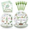 96Pcs Little Sprout Baby Shower Party Supplies Vegetables Spring Garden Plates and Napkins Disposable Greenery Nature Farm Tableware Set for Kids Birthday Gender Reveal Party Decorations Serves 24 view 1