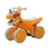 VIZZTY Dinosaur Balance Bike for 1-3 Year Olds, Toddler 4-Wheel No-Pedal Walker Scooter with Music & Mist Spray Effects, ASTM Certified First Birthday Gift for Boys & Girls (Orange) view 1