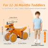 VIZZTY Dinosaur Balance Bike for 1-3 Year Olds, Toddler 4-Wheel No-Pedal Walker Scooter with Music & Mist Spray Effects, ASTM Certified First Birthday Gift for Boys & Girls (Orange) view 2