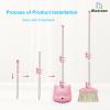 Toddler Cleaning Toy Set -28'' Kids Mini Broom and Dustpan, Toddler Household Helper, Parent-Child Interactive Play Cleaning Tool, Cute Cartoon Design, Small Safe Corner Broom (Pink) view 3