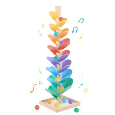 Marble Run Wood Ball Drop Toy for Kids 3-5 Toddlers Wooden Musical Tree Set Ball Run Toys for 4-8 8-12 Years Old Marble Tree Montessori Toys Christmas Birthday Gift (1.1inch Balls)