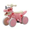 VIZZTY Dinosaur Balance Bike for 1-3 Year Olds, Toddler 4-Wheel No-Pedal Walker Scooter with Music & Mist Spray Effects, ASTM Certified First Birthday Gift for Boys & Girls (Pink) view 1