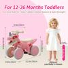 VIZZTY Dinosaur Balance Bike for 1-3 Year Olds, Toddler 4-Wheel No-Pedal Walker Scooter with Music & Mist Spray Effects, ASTM Certified First Birthday Gift for Boys & Girls (Pink) view 2