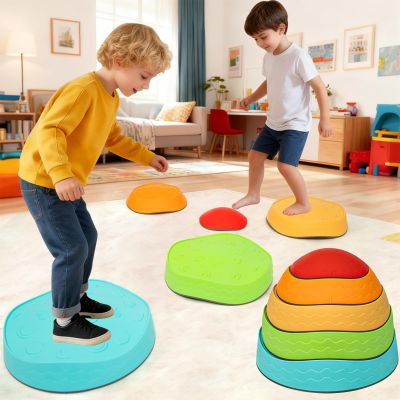Balance Stepping Stones for kids, Gentle Monster 5 Pcs Non-Slip Indoor & Outdoor Sensory Toys for Toddlers, Stepping Stones for Toddlers 1-3 Promoting Motor Skills and Confidence(Colorful)