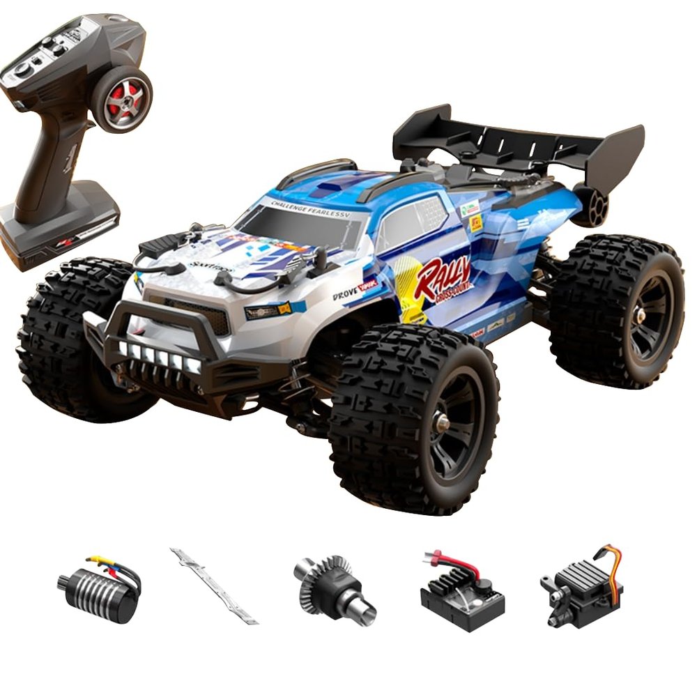 4WD RC Off-Road Truck, 1:18 All Terrain Brushless High-Speed Monster Vehicle RC Truggy with Independent Suspension, 2.4GHz Remote Control Car for Adult
