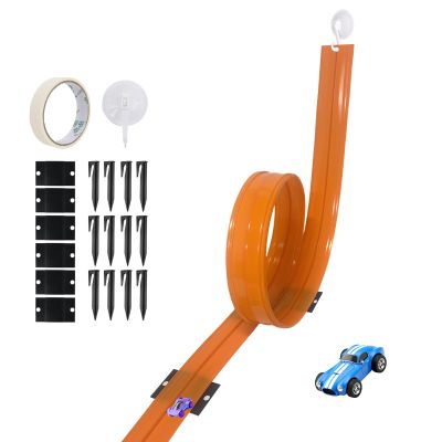 15 Ft Flexible Race Car Track for Hot Wheels & 1/64th Diecast Cars Indoor & Outdoor Play Flexible Car Tracks for Kids (Orange)