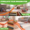 15 Ft Flexible Race Car Track for Hot Wheels & 1/64th Diecast Cars Indoor & Outdoor Play Flexible Car Tracks for Kids (Orange) view 2