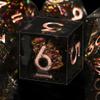AUSTOR 7-Die DND Dice Set Handmade Sharp Edge Polyhedral Dice for Dungeons and Dragons D&D RPG MTG Table Games (Black & Red, Copper) view 1