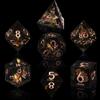 AUSTOR 7-Die DND Dice Set Handmade Sharp Edge Polyhedral Dice for Dungeons and Dragons D&D RPG MTG Table Games (Black & Red, Copper) view 3