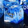 AUSTOR 7-Die DND Dice Set Handmade Sharp Edge Polyhedral Dice for Dungeons and Dragons D&D RPG MTG Table GamesBlue & Wave, Silver view 1