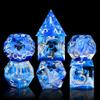AUSTOR 7-Die DND Dice Set Handmade Sharp Edge Polyhedral Dice for Dungeons and Dragons D&D RPG MTG Table GamesBlue & Wave, Silver view 2