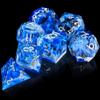 AUSTOR 7-Die DND Dice Set Handmade Sharp Edge Polyhedral Dice for Dungeons and Dragons D&D RPG MTG Table GamesBlue & Wave, Silver view 4